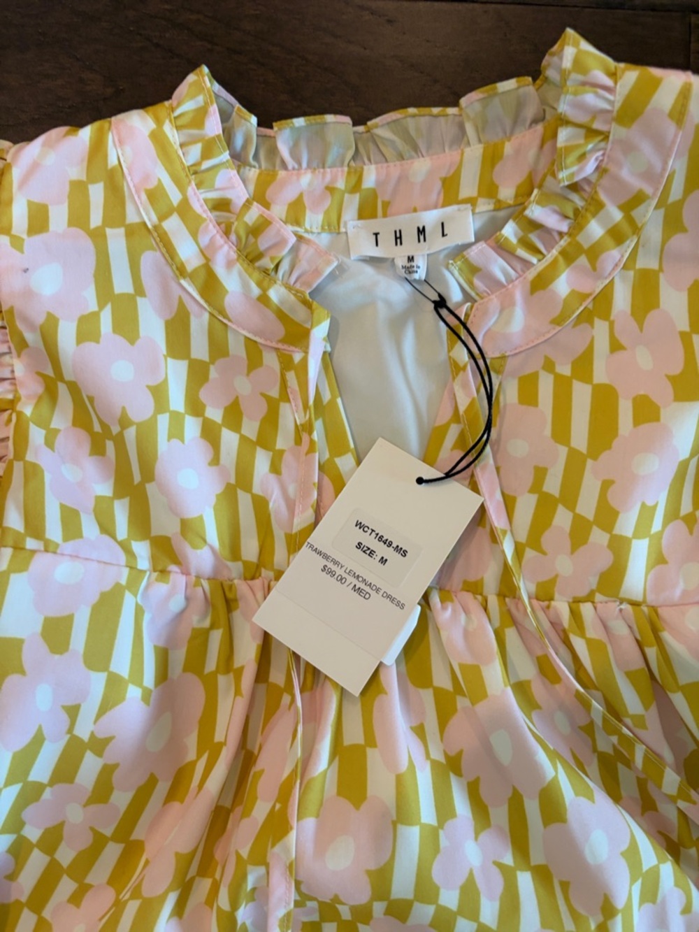 THML Pink and Yellow Ruffle-Sleeve Shift Dress - Picture 8 of 11